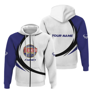 Railspirit Personalized Chicago, Burlington and Quincy Railroad Hoodie Unique Graphic Style Zip Up Hoodie For Train Enthusiasts