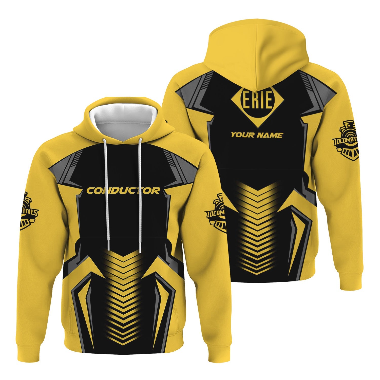 Railspirit Personalized Erie Railroad Hoodie Standout Style with Custom Position Train Zip Up Hoodie