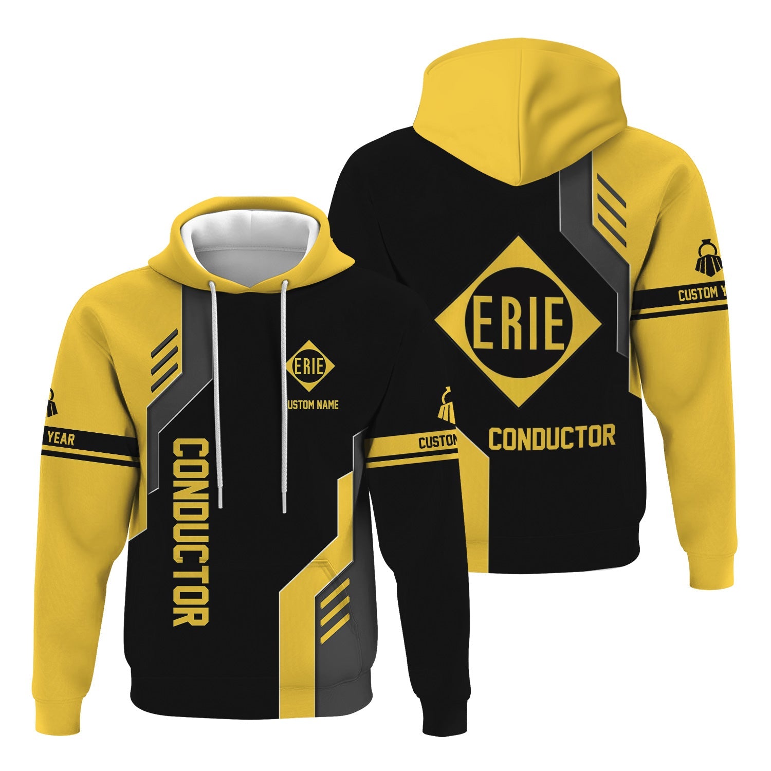 Railspirit Personalized Erie Railroad Hoodie Unique Railway Style with Custom Job Train Zip Up Hoodie