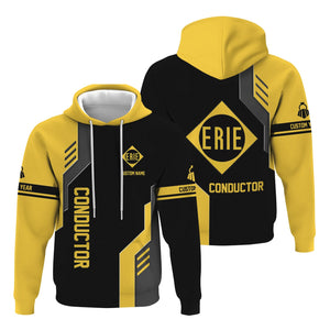 Railspirit Personalized Erie Railroad Hoodie Unique Railway Style with Custom Job Train Zip Up Hoodie