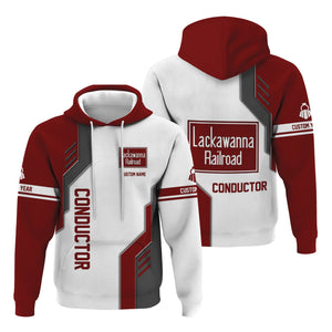 Railspirit Personalized Delaware, Lackawanna and Western Railroad Hoodie Unique Railway Style with Custom Job DL&W Train Zip Up Hoodie