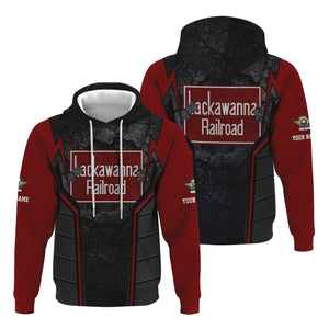 Railspirit Personalized Delaware, Lackawanna and Western Railroad Hoodie Cracked Metal Design DL&W Train Zip Up Hoodie for Rail Enthusiasts