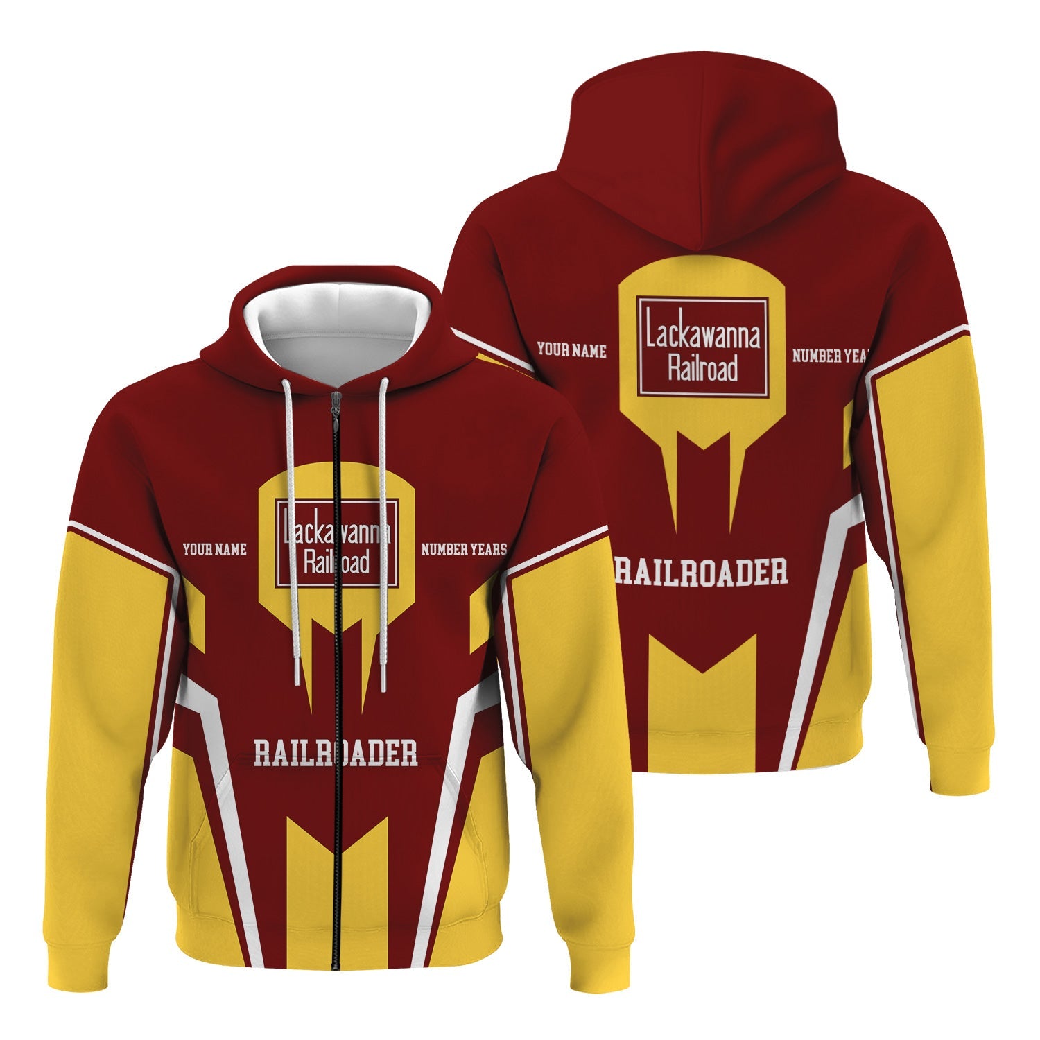 Railspirit Personalized Delaware, Lackawanna and Western Railroad Hoodie Custom Year Railroader DL&W Zip Up Hoodie Gift Idea For Train Lover