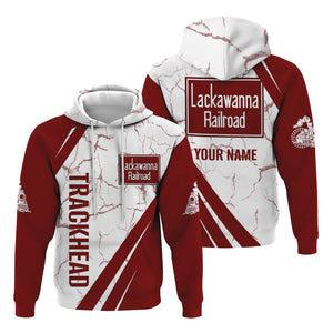 Railspirit Personalized Delaware, Lackawanna and Western Railroad Hoodie Crackle Texture Style DL&W Train Zip Up Hoodie For Trackhead