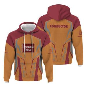 Railspirit Personalized Delaware, Lackawanna and Western Railroad Hoodie Futuristic Design with Custom Job DL&W Train Zip Up Hoodie