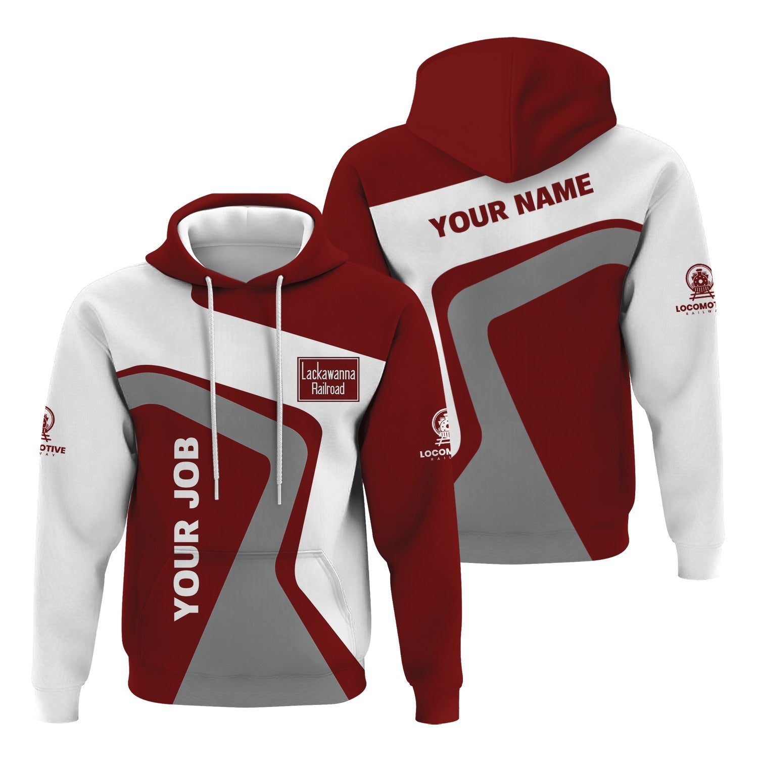 Railspirit Personalized Delaware, Lackawanna and Western Railroad Hoodie Unique Design with Custom Job Position DL&W Train Zip Up Hoodie