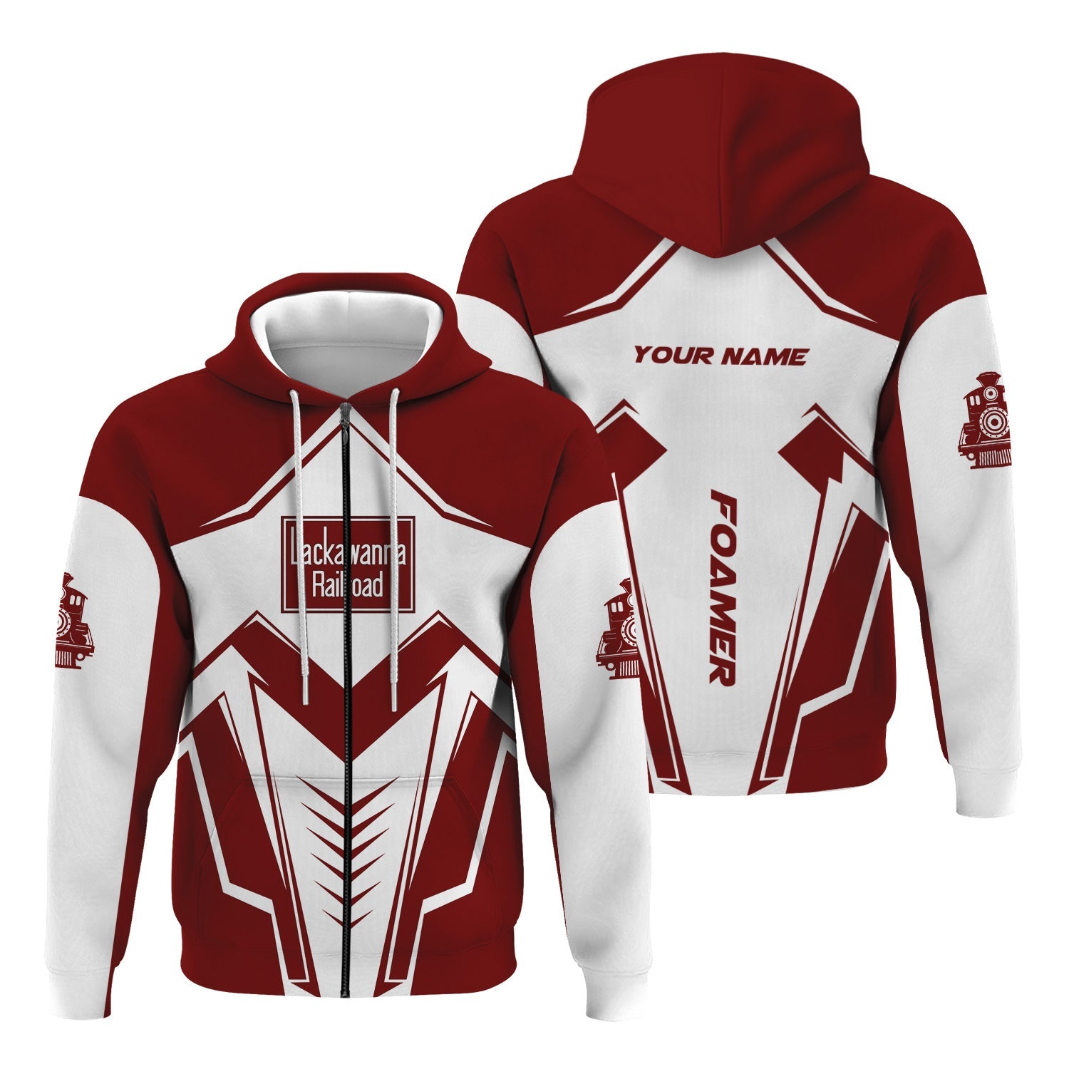 Railspirit Personalized Delaware, Lackawanna and Western Railroad Hoodie Railway Trainspotter Style DL&W Zip Up Hoodie Gift Idea For Foamers