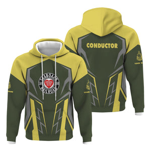 Railspirit Personalized Seaboard Air Line Railroad Hoodie Futuristic Design with Custom Job Train Zip Up Hoodie