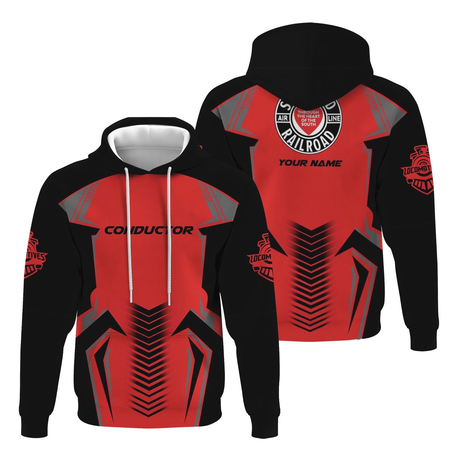 Railspirit Personalized Seaboard Air Line Railroad Hoodie Standout Style with Custom Position Train Zip Up Hoodie