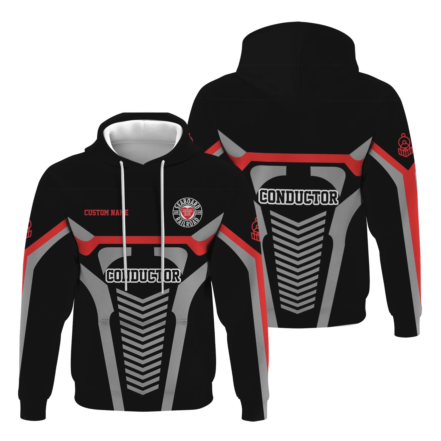 Railspirit Personalized Seaboard Air Line Railroad Hoodie Track-Inspired with Custom Job Position Train Zip Up Hoodie