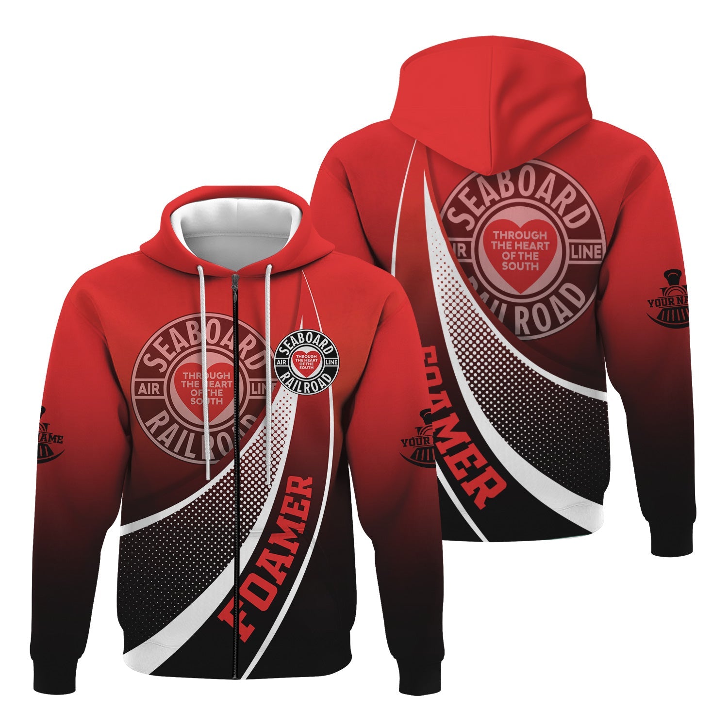 Railspirit Personalized Seaboard Air Line Railroad Hoodie Railway-Themed Style Zip Up Hoodie Gift Idea For Trainspotter