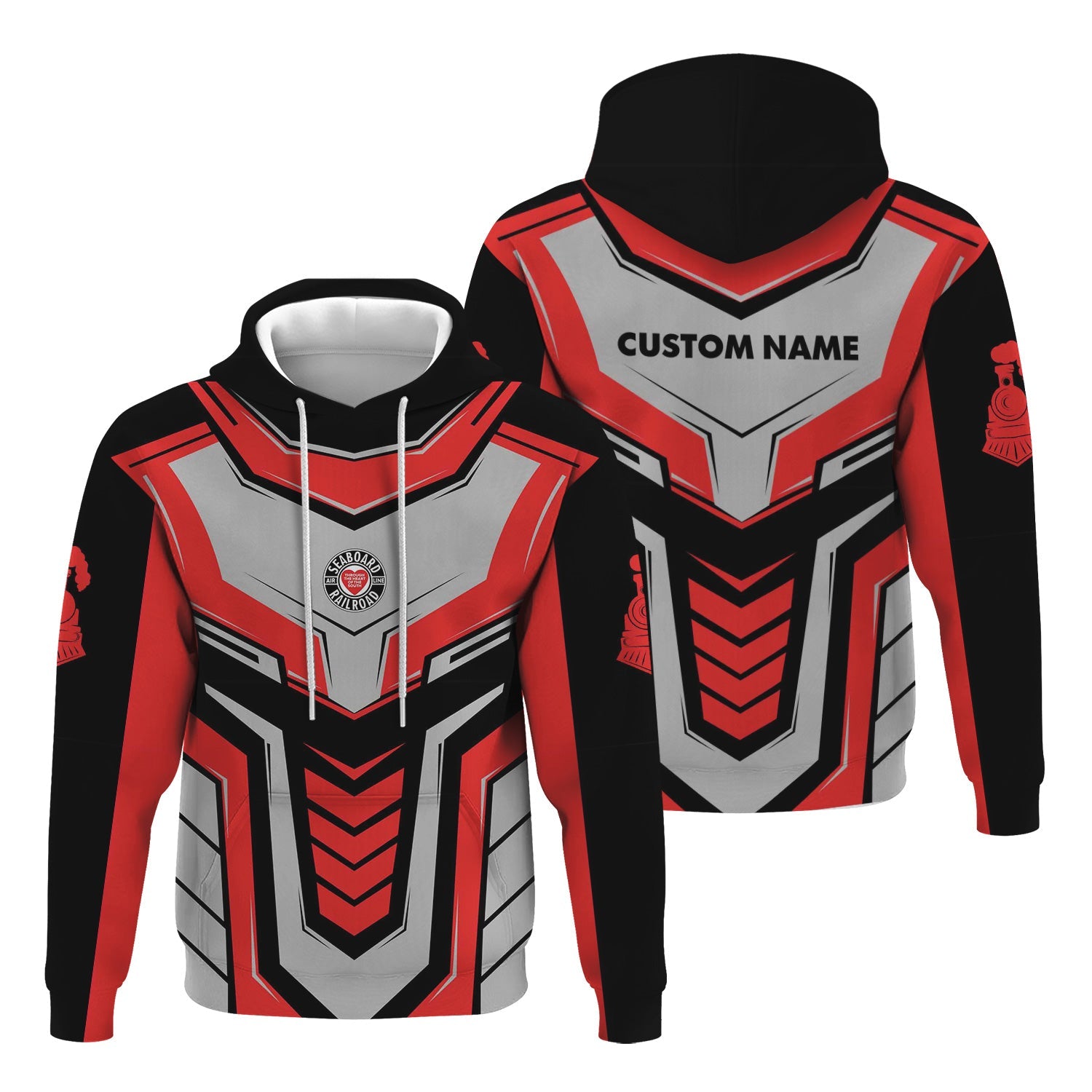 Railspirit Personalized Seaboard Air Line Railroad Hoodie Armor-Inspired Design Train Zip Up Hoodie All Over Print