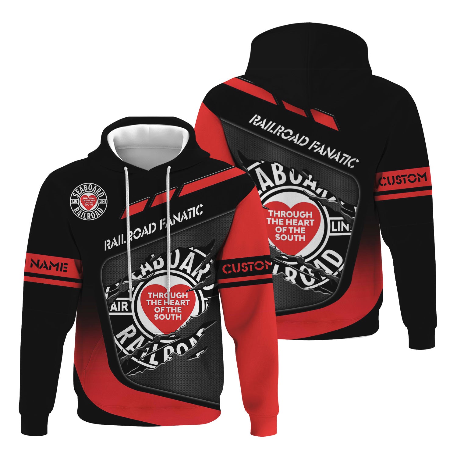 Line 1387 Railspirit Personalized Seaboard Air Line Railroad Hoodie Ripped Textu ...