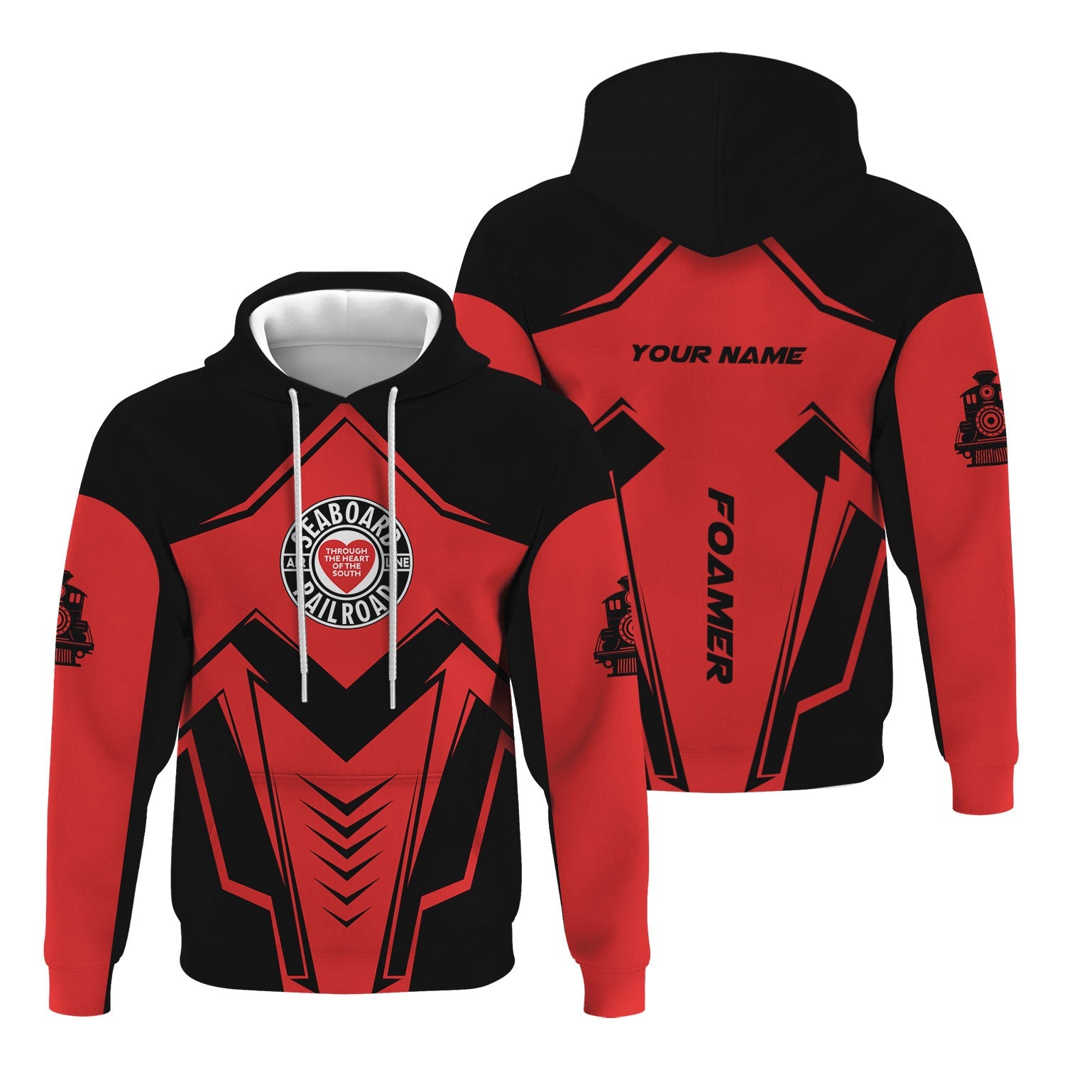 Railspirit Personalized Seaboard Air Line Railroad Hoodie Railway Trainspotter Style Zip Up Hoodie Gift Idea For Foamers