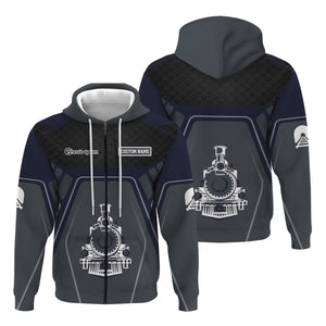 Railspirit Personalized Chessie System Railroad Hoodie Steam Locomotive Engine Graphic Train Zip Up Hoodie All Over Print