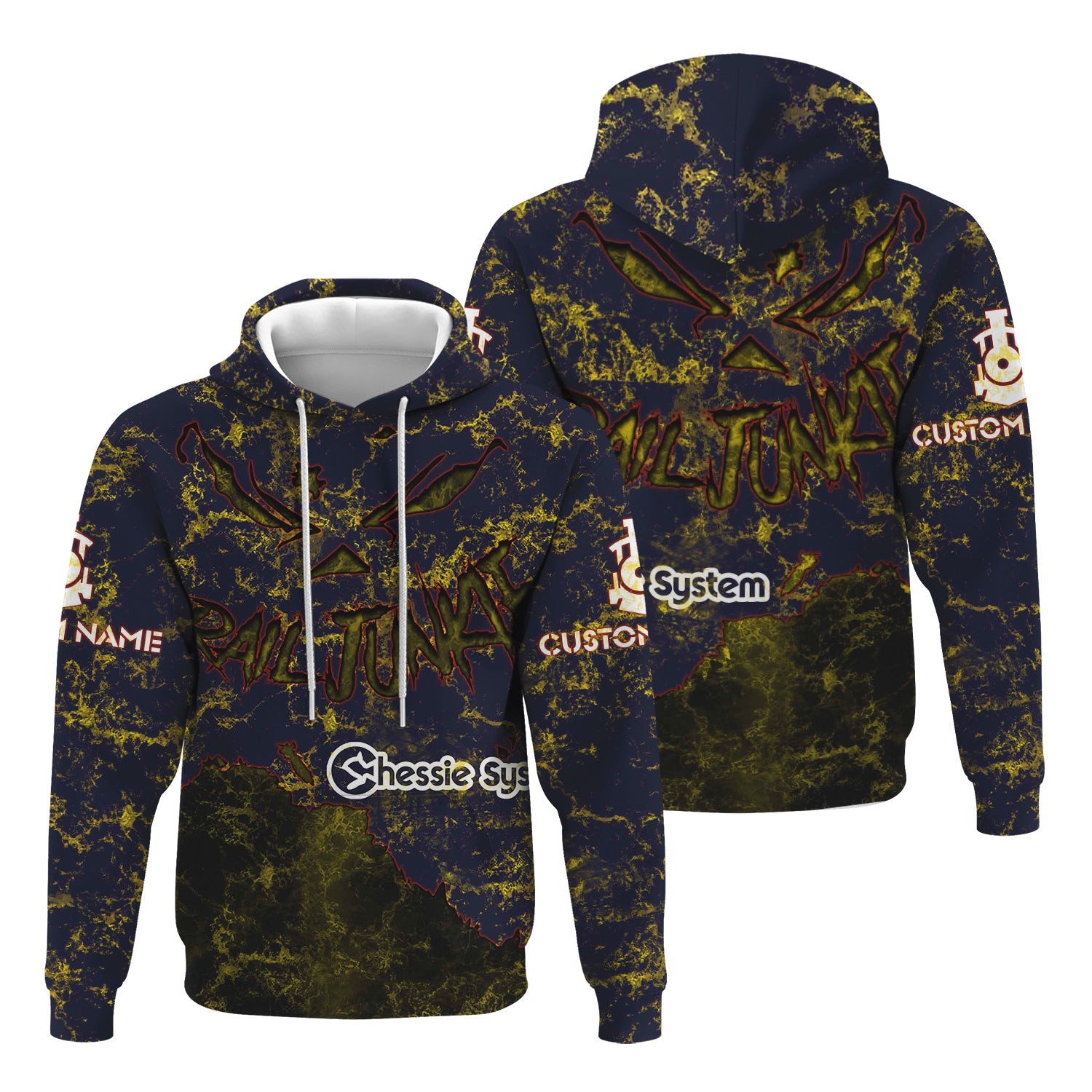 Railspirit Personalized Chessie System Railroad Hoodie Torn Graphic Style Train Zip Up Hoodie For Rail Junkie