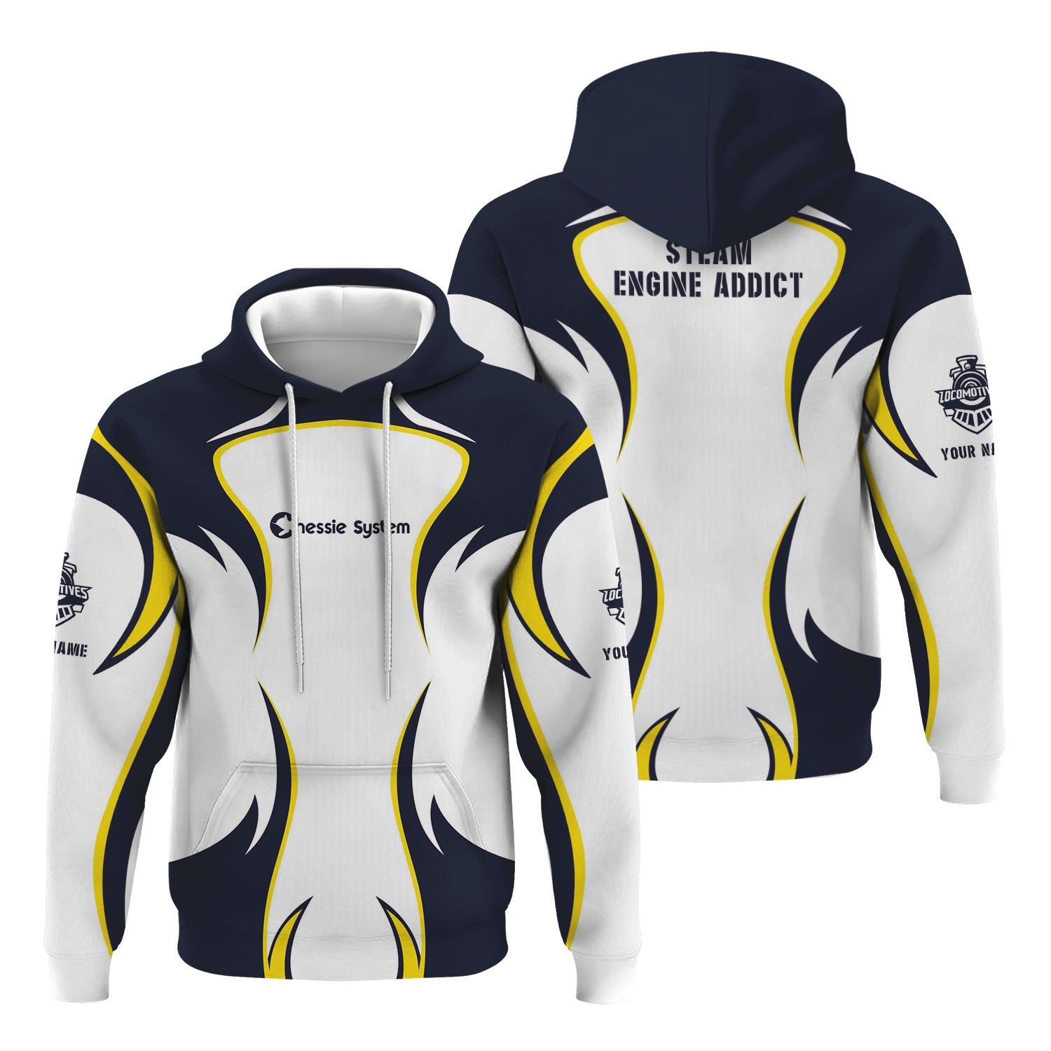 Railspirit Personalized Chessie System Railroad Hoodie Distinctive Flame Style Zip Up Hoodie For Steam Engine Addict