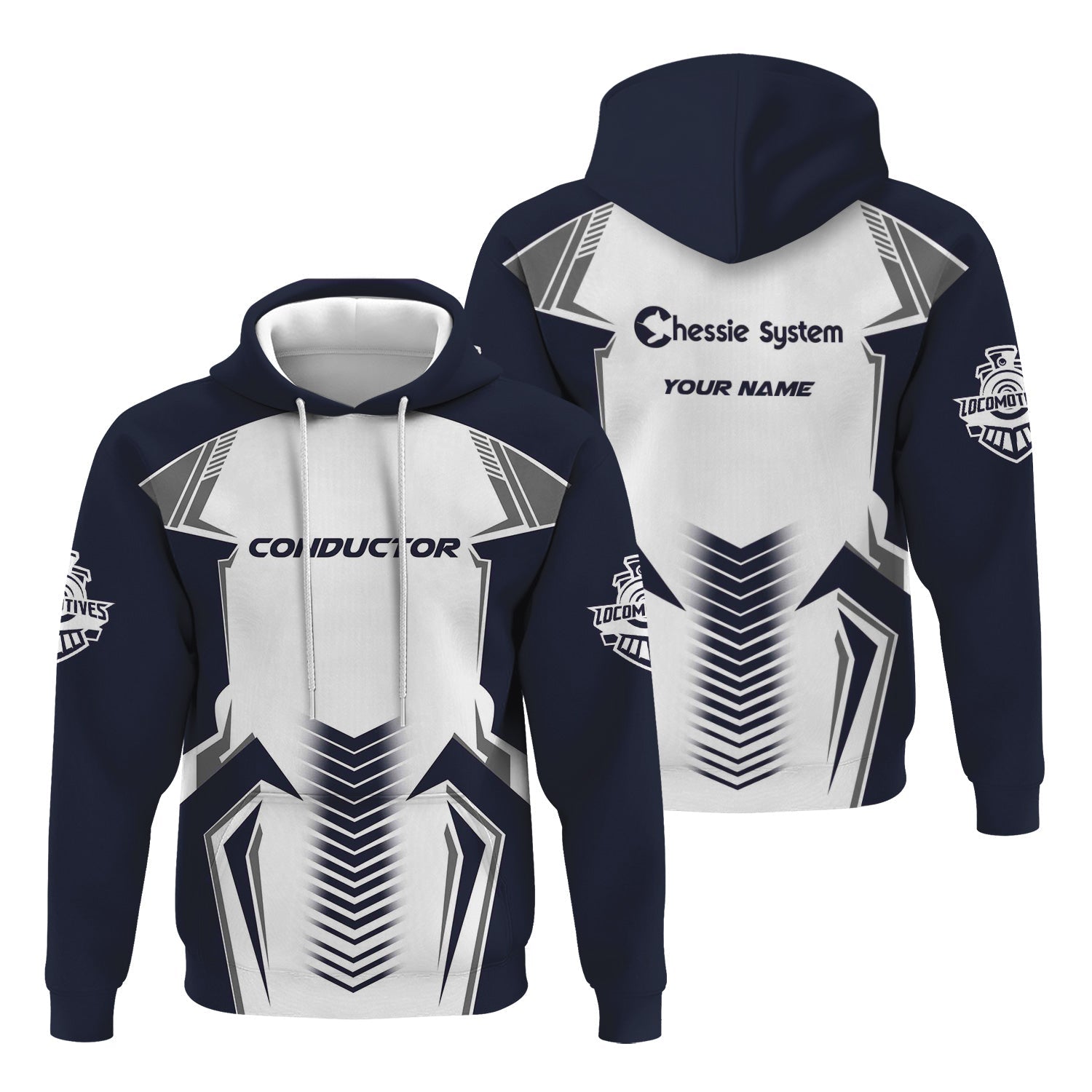 Railspirit Personalized Chessie System Railroad Hoodie Standout Style with Custom Position Train Zip Up Hoodie