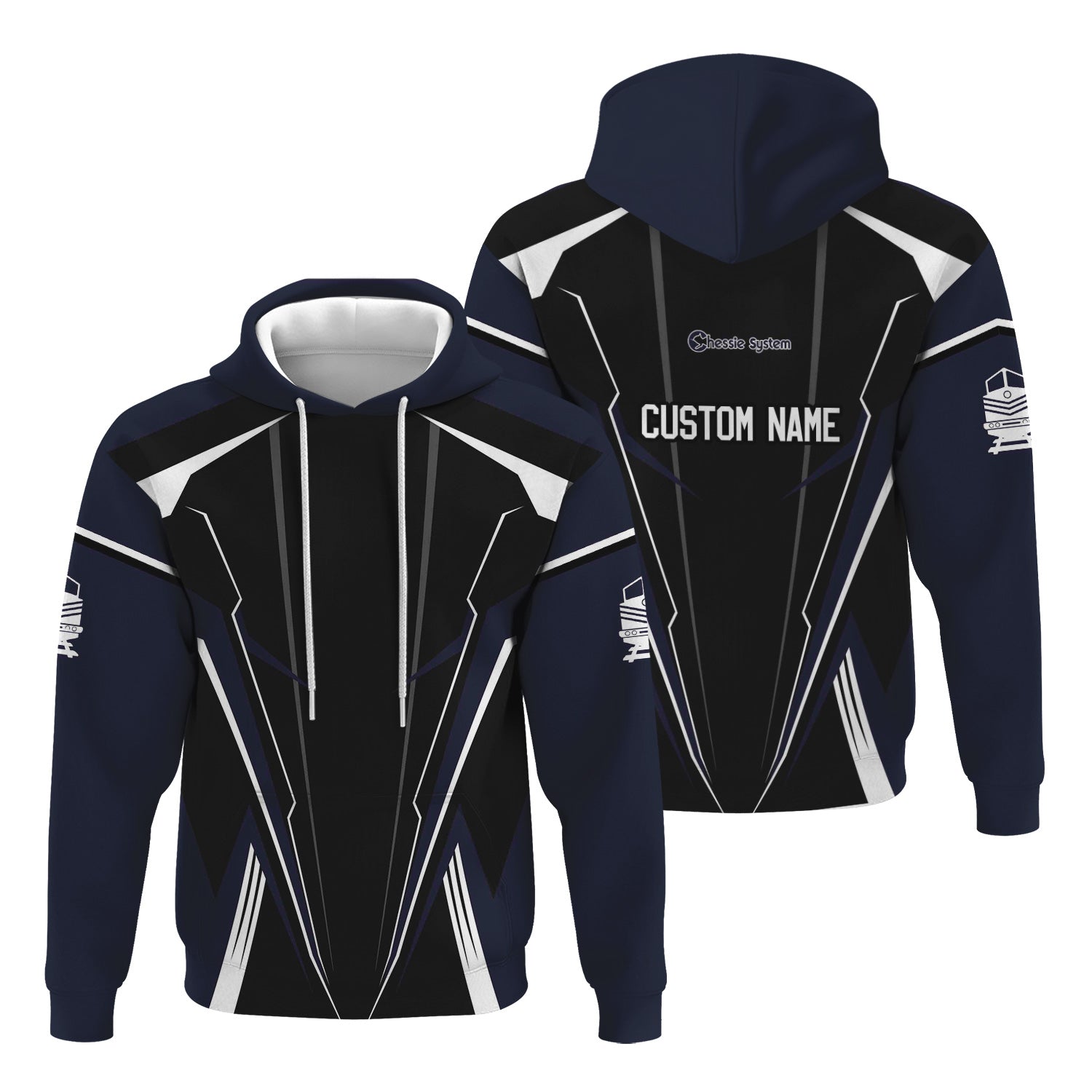 Railspirit Personalized Chessie System Railroad Hoodie Lightning-Edge Design Train Zip Up Hoodie For Railroad Lovers