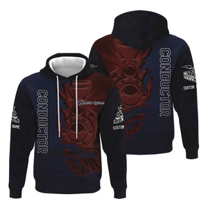 Railspirit Personalized Chessie System Railroad Hoodie Blazing Style with Custom Position Train Zip Up Hoodie