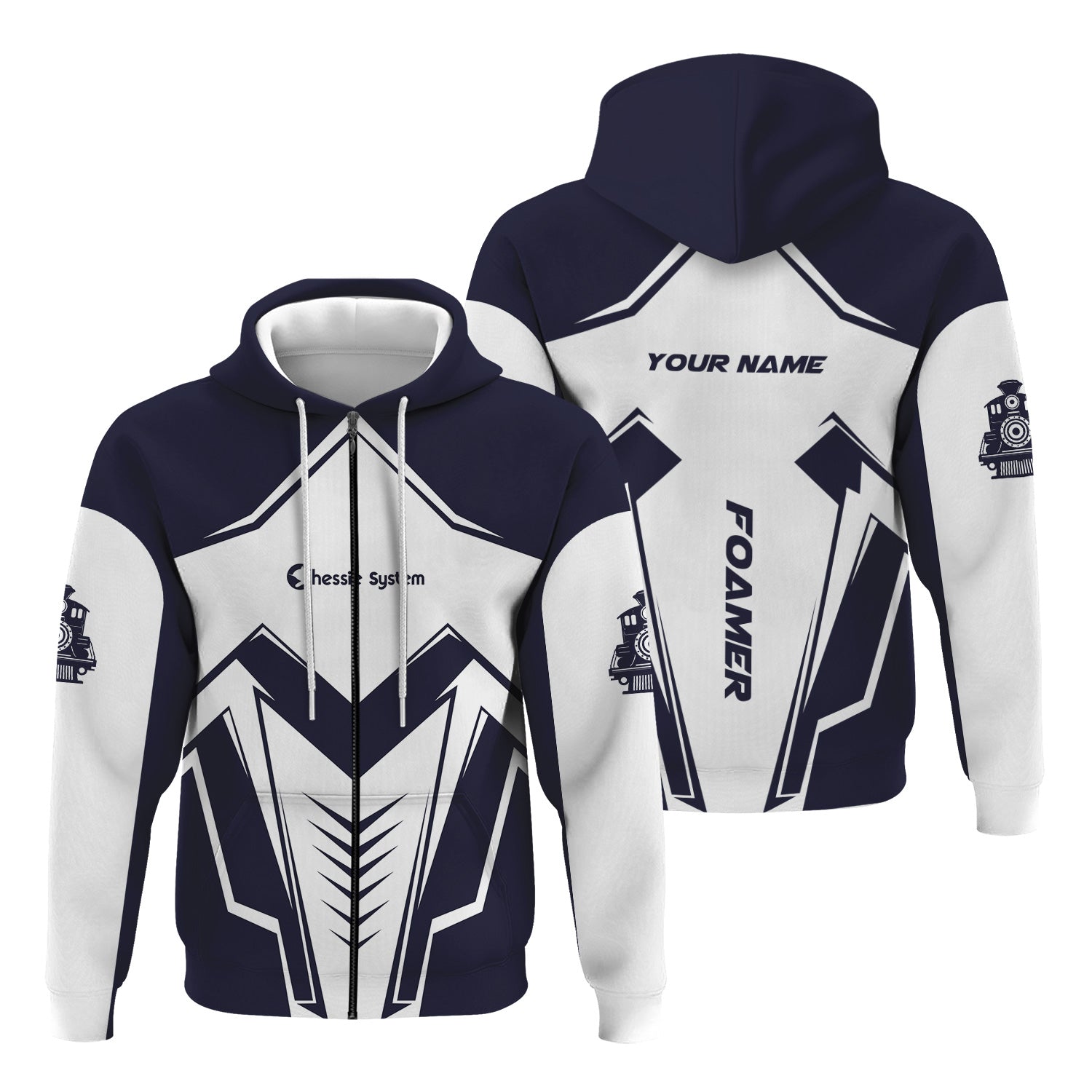 Railspirit Personalized Chessie System Railroad Hoodie Railway Trainspotter Style Zip Up Hoodie Gift Idea For Foamers