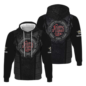 Railspirit Personalized Atlantic Coast Line Railroad Hoodie Cracked Metal Design Train Zip Up Hoodie for Rail Enthusiasts