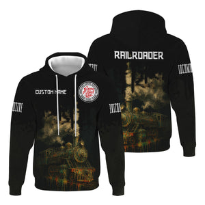 Railspirit Personalized Atlantic Coast Line Railroad Hoodie Vintage Train Art Style Zip Up Hoodie For Locomotive Fans