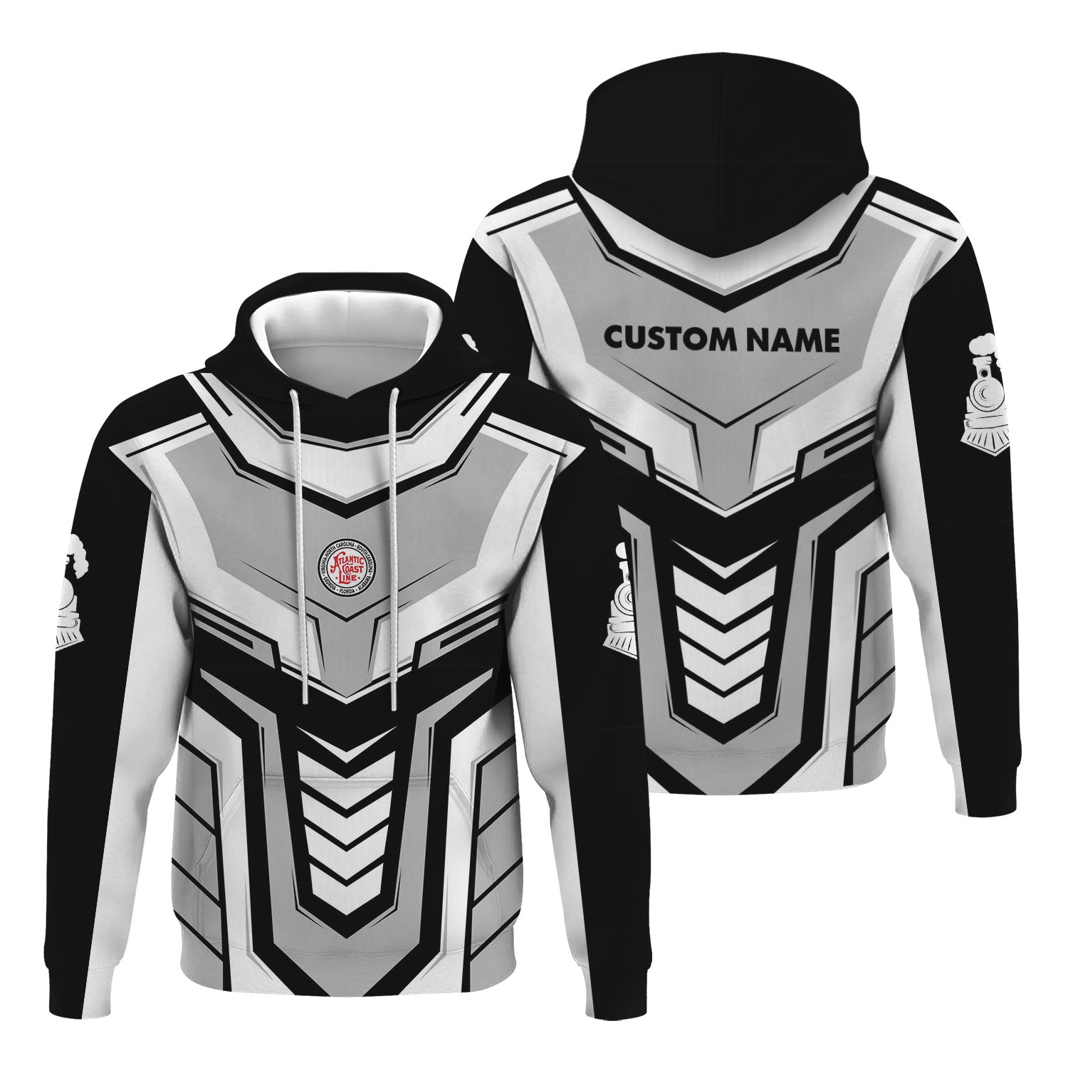 Railspirit Personalized Atlantic Coast Line Railroad Hoodie Armor-Inspired Design Train Zip Up Hoodie All Over Print