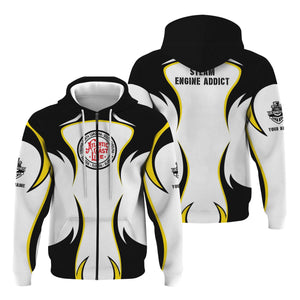 Railspirit Personalized Atlantic Coast Line Railroad Hoodie Distinctive Flame Style Zip Up Hoodie For Steam Engine Addict