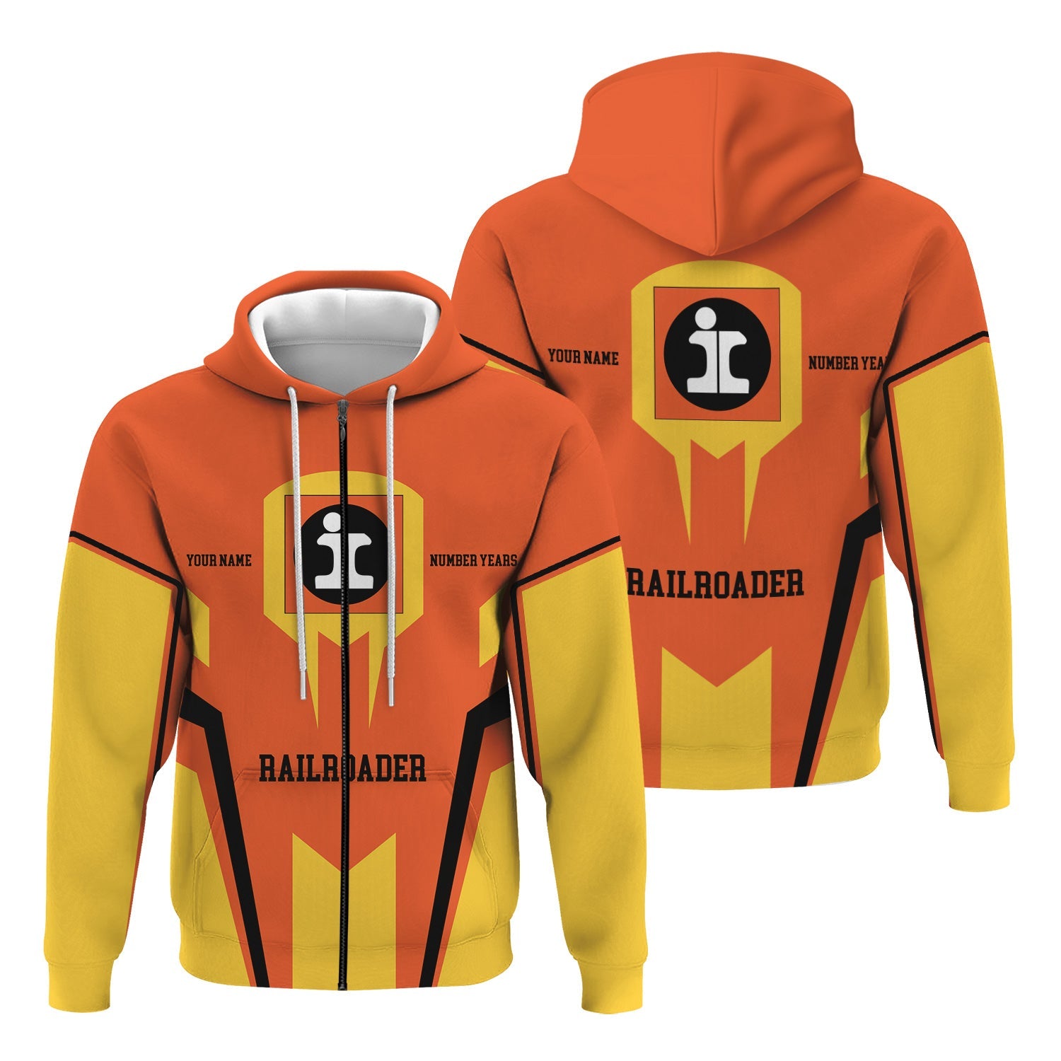 Railspirit Personalized Illinois Central Railroad Hoodie Custom Year Railroader Zip Up Hoodie Gift Idea For Train Lover