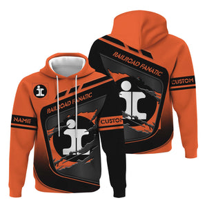 Railspirit Personalized Illinois Central Railroad Hoodie Ripped Texture Style Train Zip Up Hoodie For Railroad Fanatic