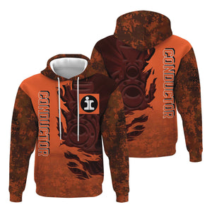 Railspirit Personalized Illinois Central Railroad Hoodie Blazing Style with Custom Position Train Zip Up Hoodie