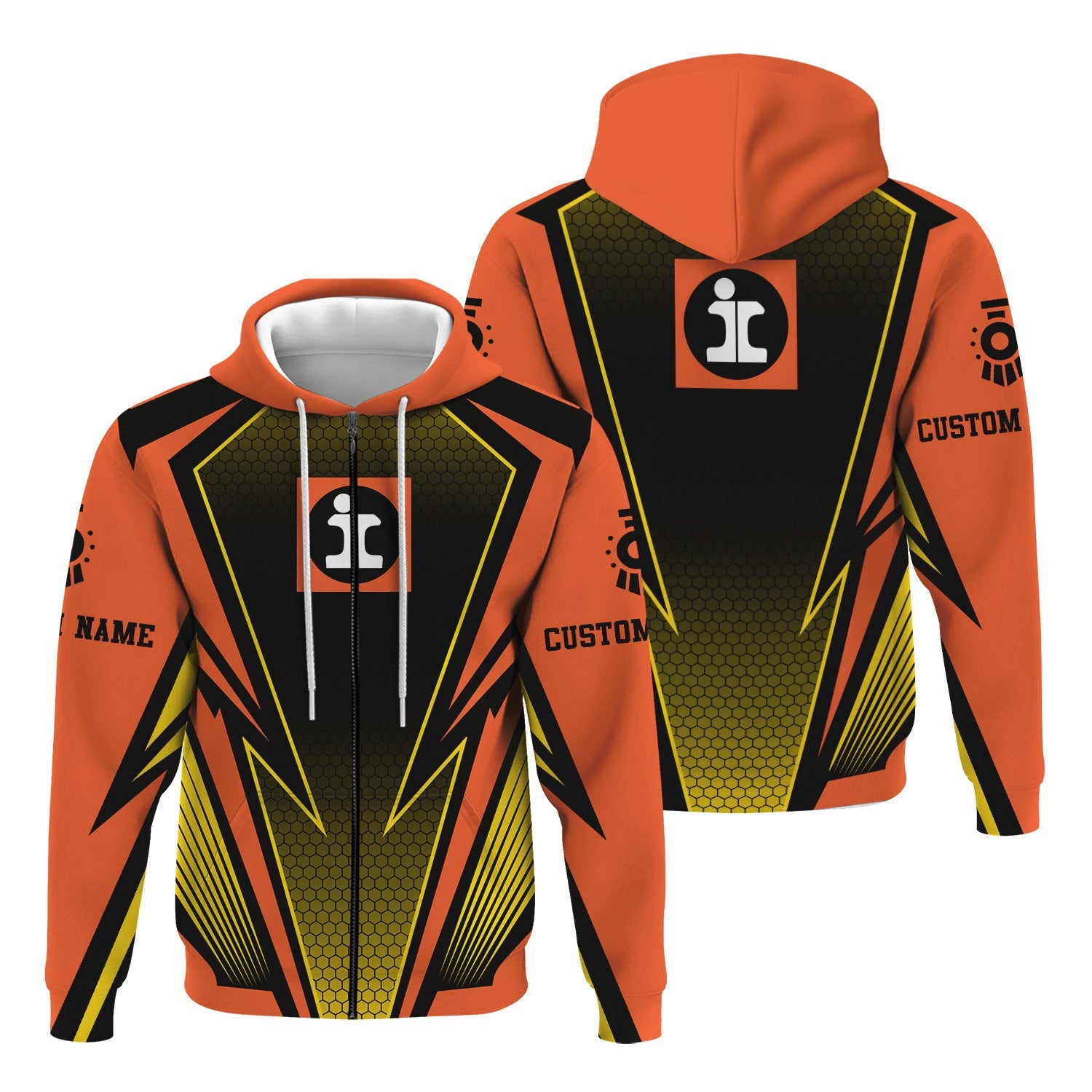 Railspirit Personalized Illinois Central Railroad Hoodie Lightning Graphic Style Zip Up Hoodie Gift Idea For Train Lover