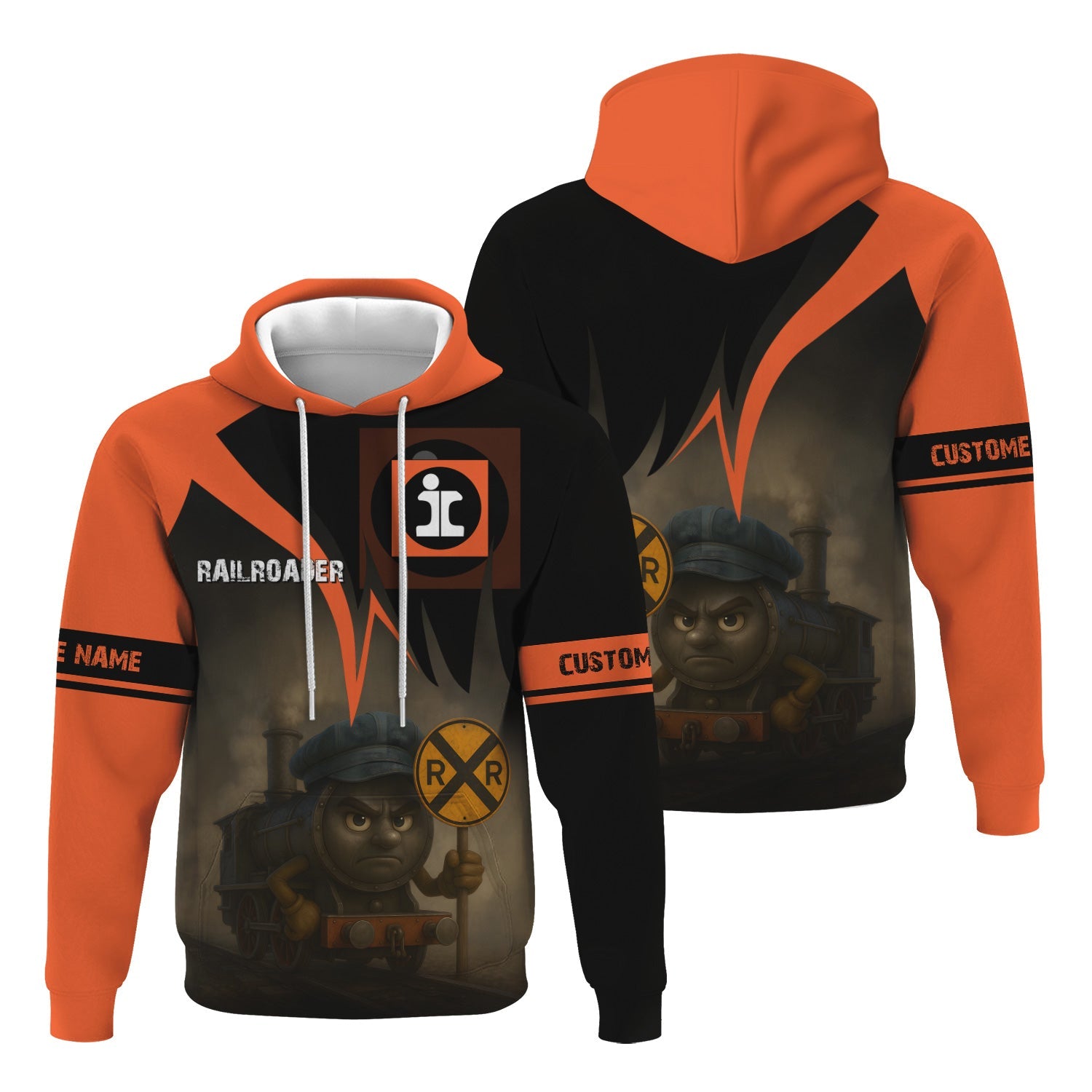 Railspirit Personalized Illinois Central Railroad Hoodie Angry Train Hoodie Gift Idea For Train Lover