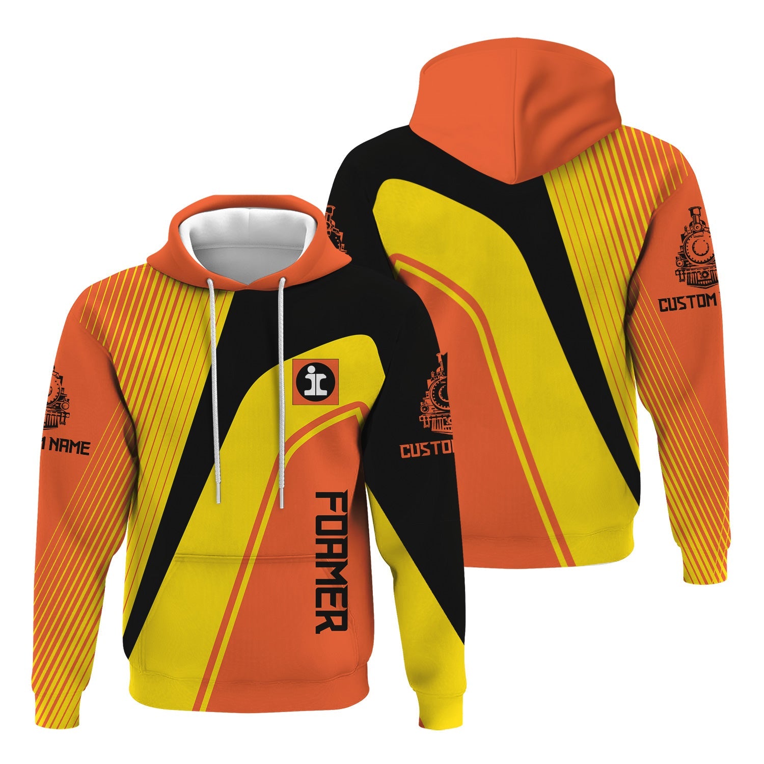 Railspirit Personalized Illinois Central Railroad Hoodie Vibrant Striking Style Zip Up Hoodie For Rail Enthusiasts