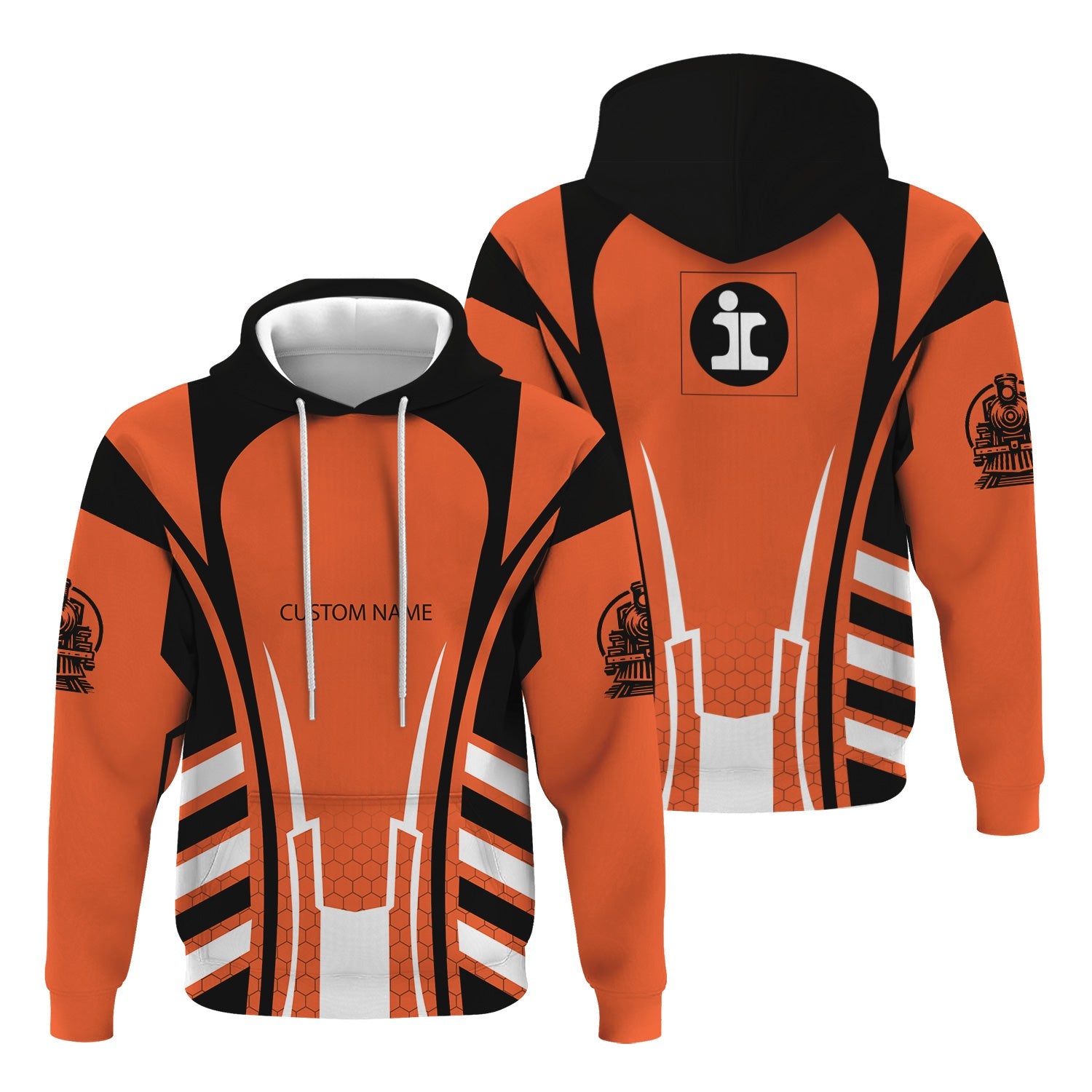 Railspirit Personalized Illinois Central Railroad Hoodie Striped Railroad Style Train Zip Up Hoodie All Over Print