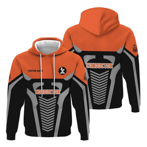 Railspirit Personalized Illinois Central Railroad Hoodie Track-Inspired with Custom Job Position Train Zip Up Hoodie