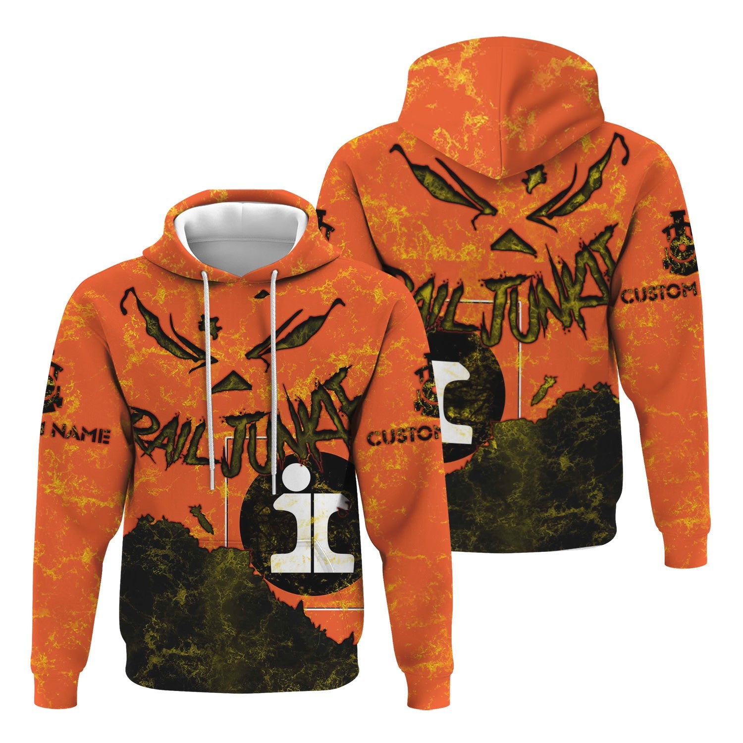 Railspirit Personalized Illinois Central Railroad Hoodie Torn Graphic Style Train Zip Up Hoodie For Rail Junkie