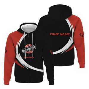 Railspirit Personalized Chicago and North Western Railway Hoodie Unique Graphic Style Zip Up Hoodie For Train Enthusiasts