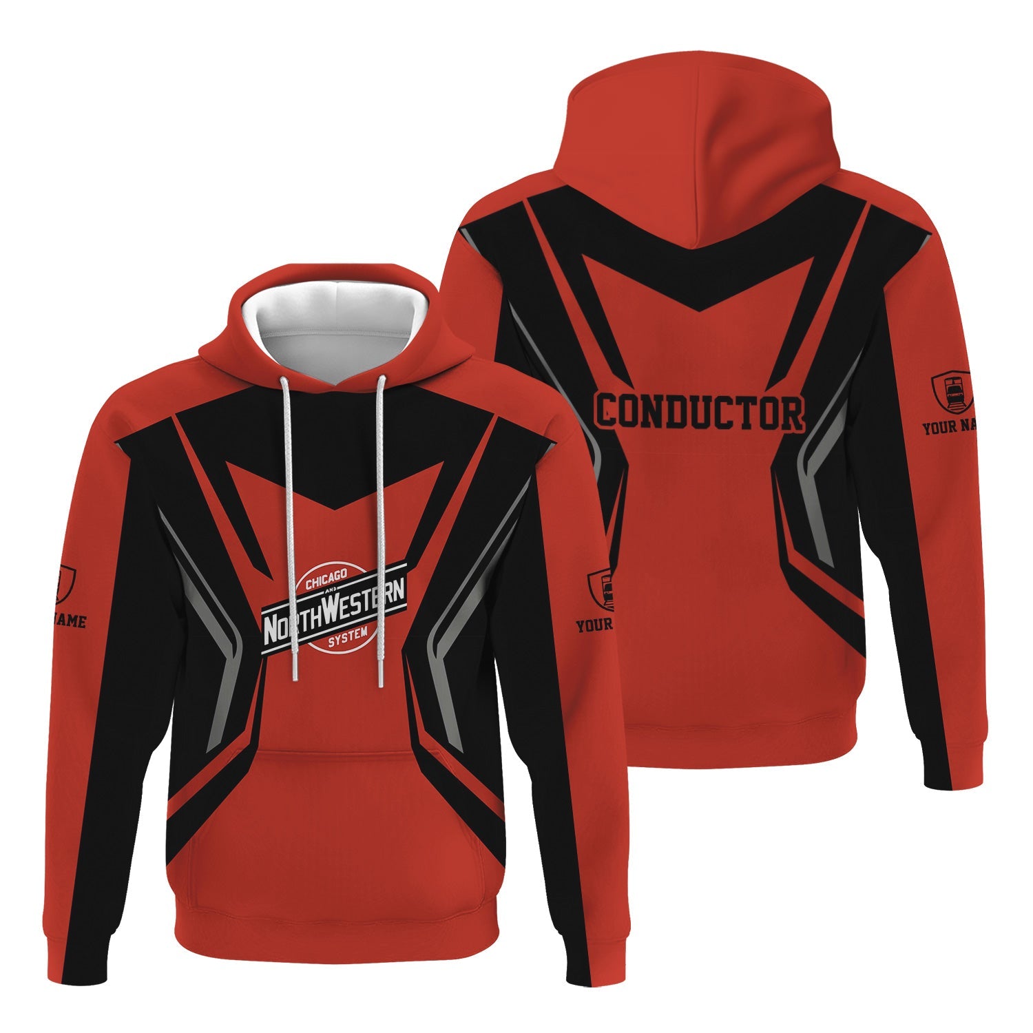 Railspirit Personalized Chicago and North Western Railway Hoodie Unique Style with Custom Job Train Zip Up Hoodie
