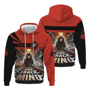 Railspirit Personalized Chicago and North Western Railway Hoodie One Track Mind Train Printed ZIp Up Hoodie