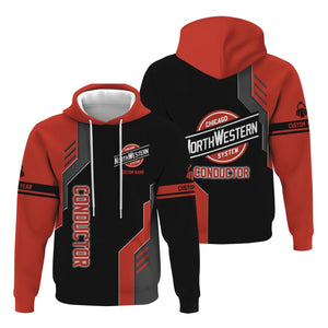 Railspirit Personalized Chicago and North Western Railway Hoodie Unique Railway Style with Custom Job Train Zip Up Hoodie