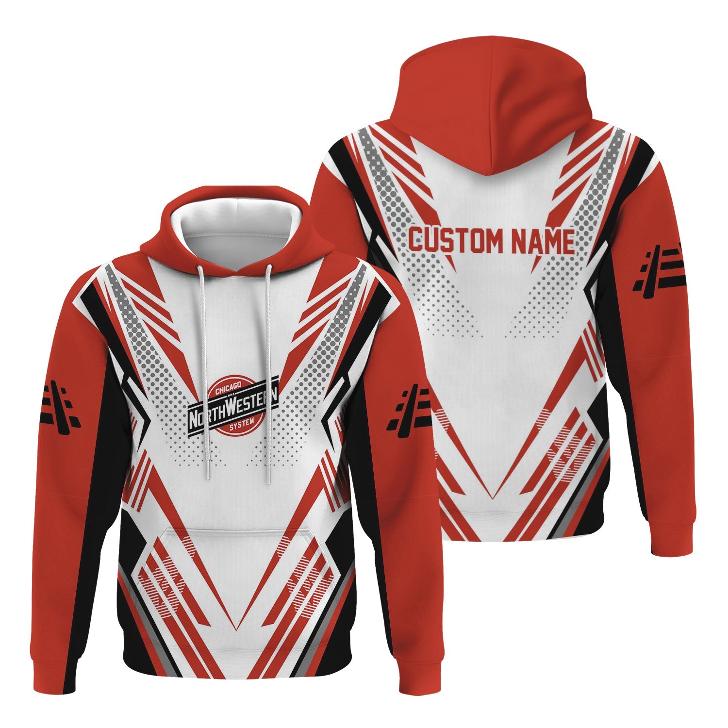 Railspirit Personalized Chicago and North Western Railway Hoodie Railroad Tribute Design Train Zip Up Hoodie for Train Lovers