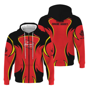 Railspirit Personalized Chicago, Milwaukee, St. Paul and Pacific Railroad Hoodie Distinctive Flame Style Zip Up Hoodie For Steam Engine Addict