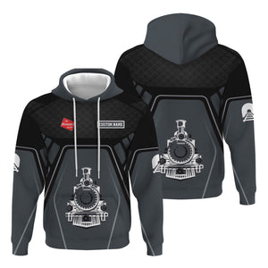 Railspirit Personalized Chicago, Milwaukee, St. Paul and Pacific Railroad Hoodie Steam Locomotive Engine Graphic Milwaukee Road Train Zip Up Hoodie