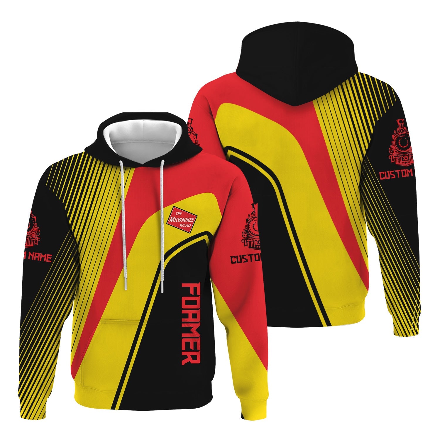 Railspirit Personalized Chicago, Milwaukee, St. Paul and Pacific Railroad Hoodie Vibrant Striking Style Milwaukee Road Zip Up Hoodie