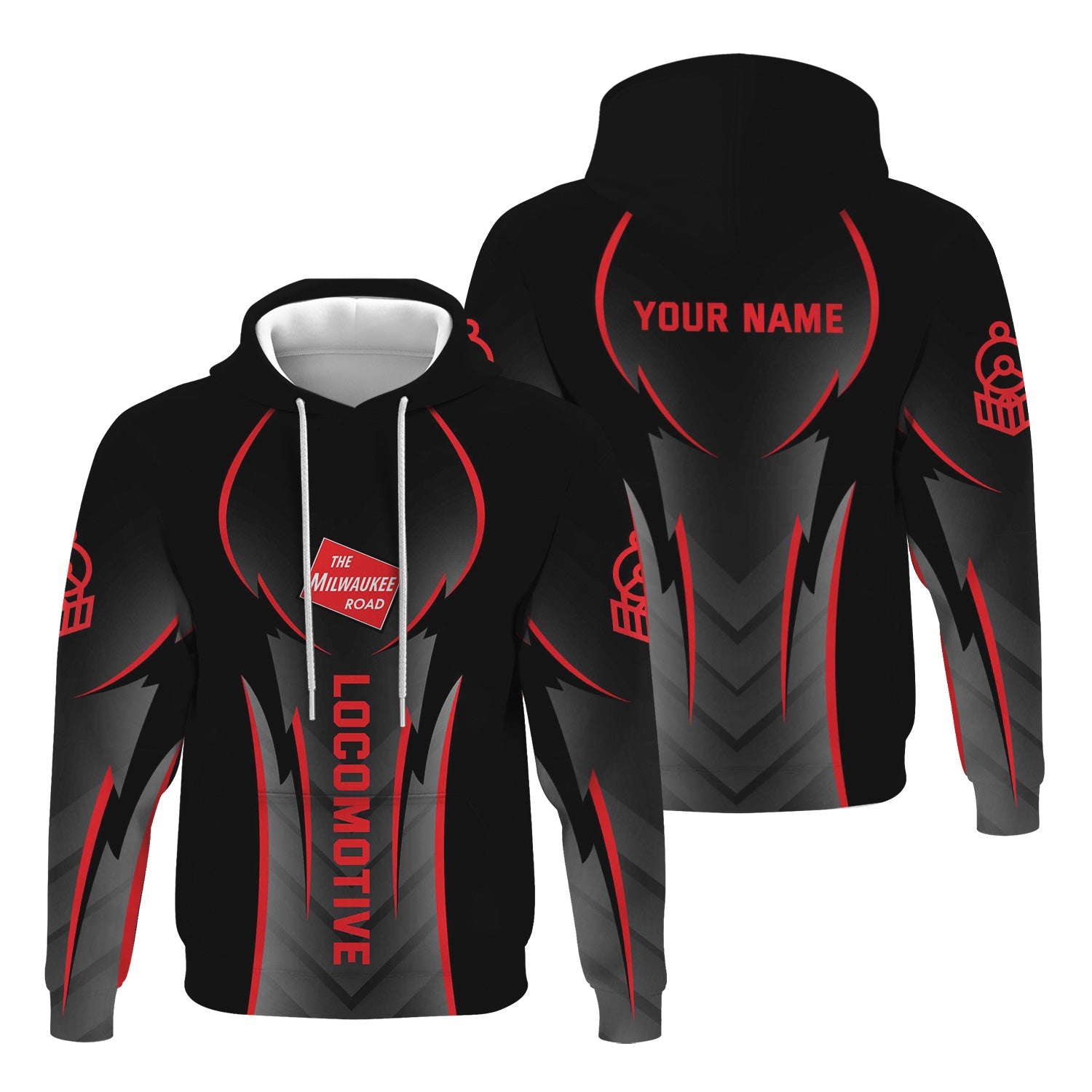 Railspirit Personalized Chicago, Milwaukee, St.Paul and Pacific Railroad Hoodie Striking Line Milwaukee Road Train Zip Up Hoodie For Locomotive Lover