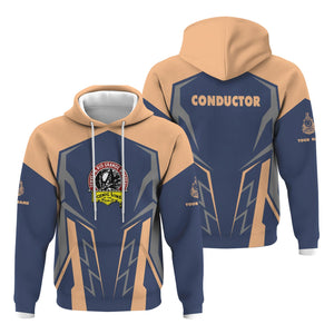 Railspirit Personalized Denver and Rio Grande Western Railroad Hoodie Futuristic Design with Custom Job Train Zip Up Hoodie