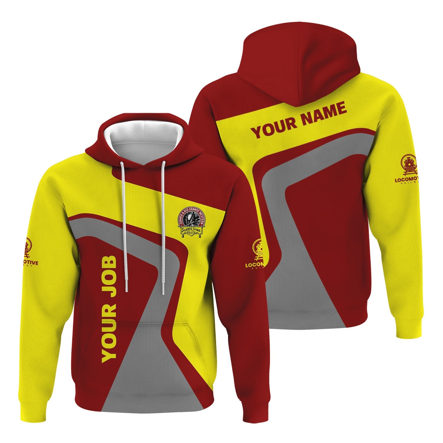 Railspirit Personalized Denver and Rio Grande Western Railroad Hoodie Unique Design with Custom Job Position Train Zip Up Hoodie