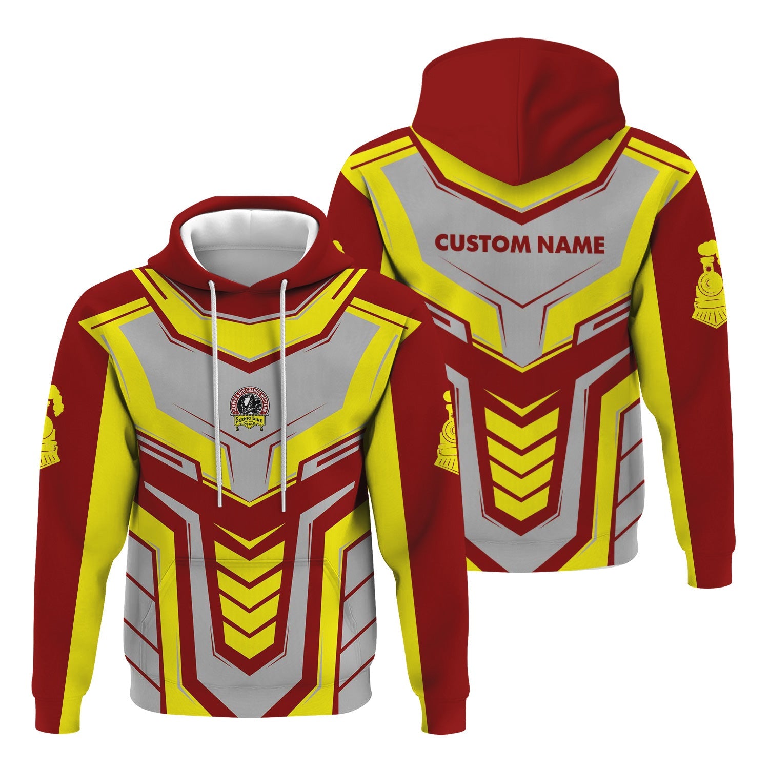 Railspirit Personalized Denver and Rio Grande Western Railroad Hoodie Armor-Inspired Design Train Zip Up Hoodie All Over Print